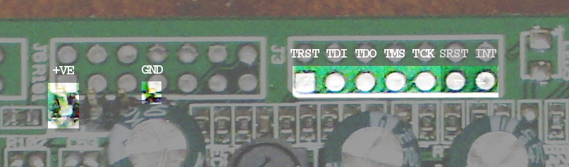 Location of the EJTAG connections on the DSL600E PCB