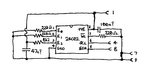 Dell Poweredge 2450 RAID key (PERC enabler) circuit diagram / schematic