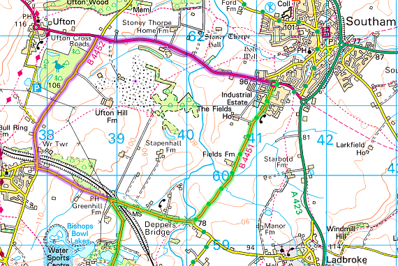 Map of the iniquities of Roadwork Cunts on the B4451