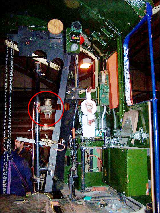 AWS/TPWS isolating valve location on footplate of GWR "King"