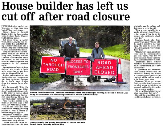 Article from Berrow's Journal
about road closed sign roadwork cunt divvies