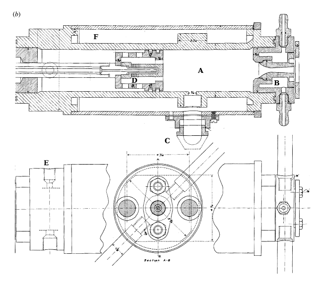 Wittgenstein's aero engine: enlarged version of right hand section of previous drawing