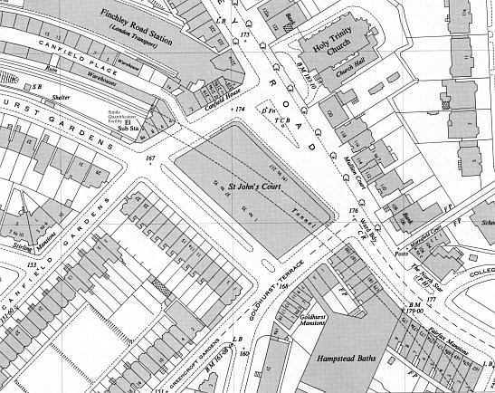 1954 map of Canfield Place area