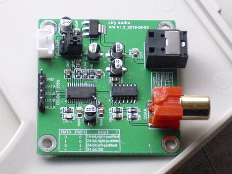 DIR9001 S/PDIF receiver board