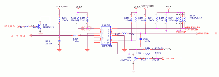 Foxconn/ECS MCP61PM-AM MCP61SM-AM front panel connector schematic