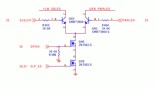 Foxconn/ECS MCP61 power LED control circuitry