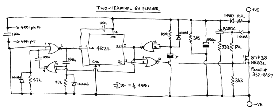 Flasher circuit for LEDs