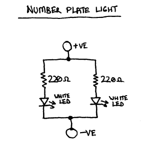 Number plate light circuit