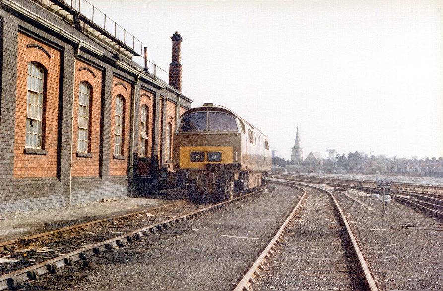 D1015 Western Champion round the back of Swindon Works in early 1985