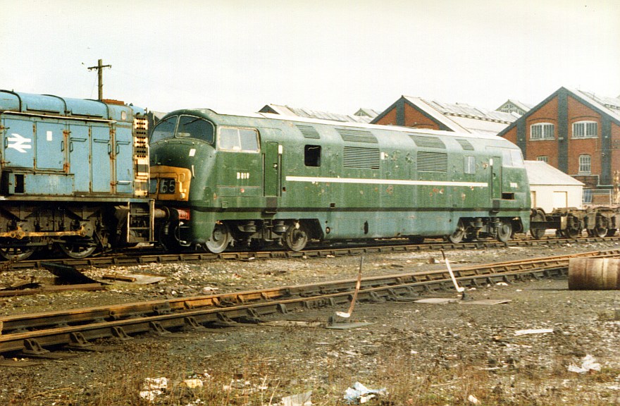 D818 Glory at Swindon Works, 1985
