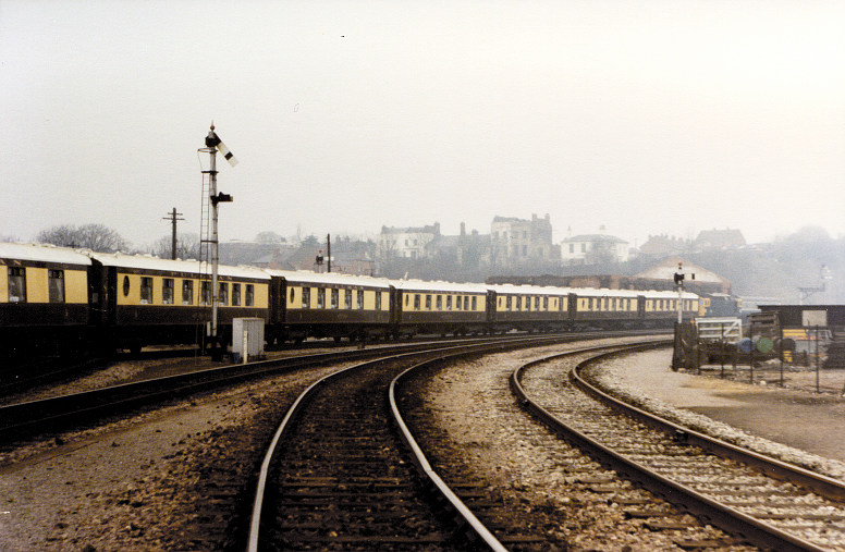 Orient Express Pullman set at Worcester Shrub Hill behind 33046, view 2