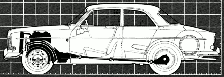 X-ray view of Volvo Amazon with standard B18/20 four-cylinder engine